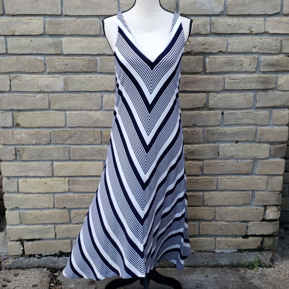 LILY & LOLA Navy & White Tank Dress